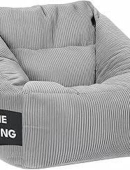 MATERIUM Sitzsack Sessel (OHNE FÜLLUNG) - Grau, Flauschiger Cord Stoff, Riesen Sitzsack ohne Füllung, Bean Bag Chair Without Filling, Bequemer Sessel ohne Füllung, Cover ONLY - Emsdetten