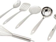 Krüger Kochbesteck-Set (Set, 6-tlg., Gemüselöffel, Saucenlöffel, Schaumlöffel, Schneebesen, Schöpflöffel, Wender), aus rostfreiem Edelstahl