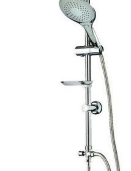 welltime Stangenbrause-Set Lina, Höhe 105 cm, Überkopfbrause mit Seifenablage, Überkopfbrause mit 20cm Kantenlänge