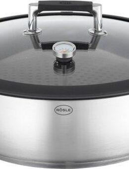RÖSLE Dampfgartopf SILENCE PRO, Edelstahl 18/10, Dampfkochtopf mit Deckelthermometer und Ablagerost, Induktion