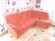 Eck-Couch (Sofa), ausziehbar, 2,5-Sitzer, mit Recamiere (Ottomane) und Hocker - Hoyerswerda