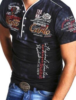 behype T-Shirt EXTEND mit sportiven Prints & Stickerei