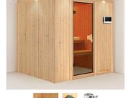 Karibu Sauna Dima, BxTxH: 210 x 184 x 202 cm, 68 mm, (Set) 3,6-kW-Plug & Play Ofen mit externer Steuerung