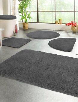 KiNZLER Badematte Chaozhou, Höhe 20 mm, rutschhemmend beschichtet, fußbodenheizungsgeeignet, Polyester, halbrund, 2er-Set halbrund 50x80 cm / rechteckig 60x100 cm, Badteppich, Uni Farben, weich, als rechteckig, rund & Set erhältlich