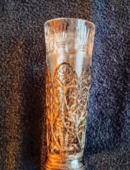 Glas Kristall Vase, mit Metall Fuss, geschliffe Antik, Jugendstil - Oranienburg