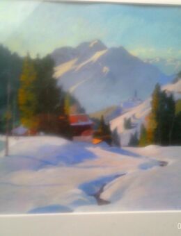 Post-impressionistischen Gebirgs- und Winterlandschafts Aquarell   wohl  Otto Ludwig Schneider 1865-1911 - Sternenfels