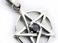 Pentagramm aus Silber mit schwarzem Kristall Anhänger 1,8cm - Wuppertal