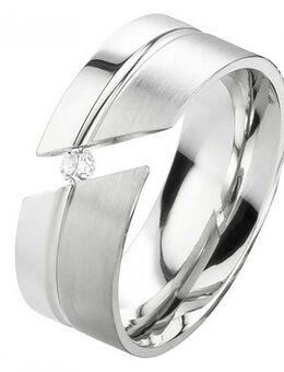Damenring Edelstahl DE138 mit Zirkonia - Aholming