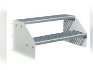 2 Stufen Standtreppe Stahltreppe freistehend B120 cm H 42 cm Weiß - Hamminkeln