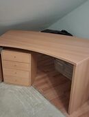 Schreibtisch m. Container, Buche/Chrom, Höhe u. Länge verstellbar in 45549