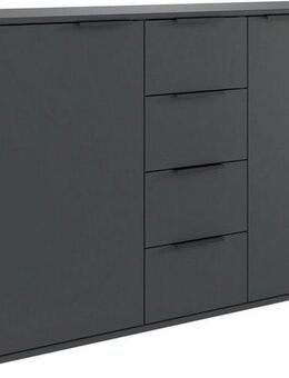 Wimex Kombikommode Tilburg, Sideboard 130x41x83cm, Made in Germany, schwarze Metallgriffen, Stauraum hinter 2 Türenund in 4 Schubladen