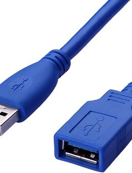 USB 3.0 Typ A, Datenleitung, Stecker, Buchse, 50cm lang, doppelt geschirmt, Knickschutz, blau - Fürth