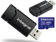USB 3.1 Typ A, Speicherkartenleser integral MicroSD Laufwerk, Samsung PROPlus MicroSDXC 256GB, mit einer Datenübertragung von bis zu 160MB/s, inklusive SD-Adapter in 90763