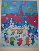 Grafik , Volksfest , Abzug 33/150 , signiert in 02828