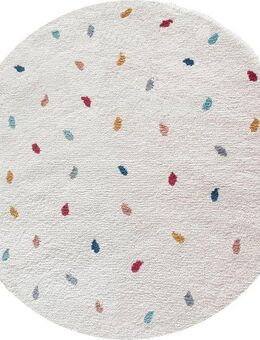 my home Kinderteppich Odan, Hochflor-Teppich, rund, Höhe: 20 mm, bunte Punkte Teppiche, weich, Wohnzimmer, Kinderzimmer