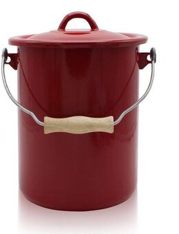 Krüger Mülleimer Emaille Mülleimer mit Deckel Serie Rio, schnitt- / kratzfeste Oberfläche, bakterienabweisend, extrem langlebig