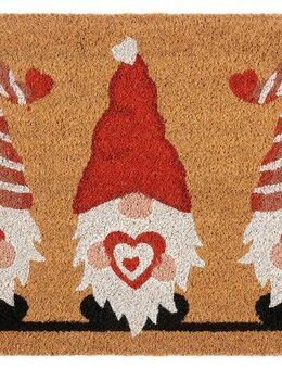 HANSE Home Fußmatte Kokos Gnome Heart, Türmatte, rechteckig, Höhe: 15 mm, Schmutzfangmatte, Rutschfest, Outdoor, Weihnachten, Kokosmatte, Zwerg
