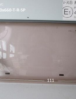 Dethleffs Wohnwagen Fenster ca 111 x 66 V-X/B Polyplastic Roxite PMMA E1 43R-001745 0511 trapezförmig, rechts gebr, zB. Beduin Emotion 595s BJ 2006 - Sonderpreis - Beifahrerseite (rechts) - Schotten Zentrum