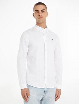 Tommy Jeans Langarmhemd TJM Slim Stretch Oxford Shirt mit Flaglabel auf der Brust