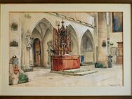 Meister-Aquarell ELLEN JOLIN (1854), Altar in Franziskanerkirche zu Rothenburg 1899!! - Berlin