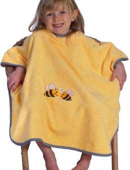 Wörner Badeponcho Bienen, Baumwolle, Kapuze, maschinenwaschbar, trocknergeeignet