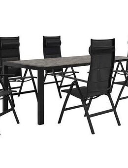 KONIFERA Garten-Essgruppe »Melbourne«, (Set, 7-tlg., 7-tlg. Tischgruppe), mit ausziehbarem Tisch 163 - 213cm und verstellbaren Stühlen