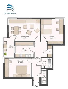 Zentraler Lage - helle 3-Zimmer Wohnung - Haidenhof Passau - Passau