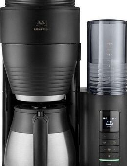 Melitta Kaffeemaschine mit Mahlwerk AromaFresh Therm Pro X 1030-12 schwarz-silber, 1l Kaffeekanne, Papierfilter 1x4