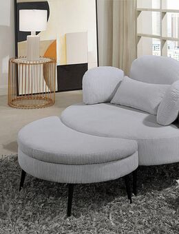 OTTO home Loveseat Riko Sessel, B: 110 cm, Sitzhöhe: 44 cm, XXL- Sessel, mit Stauraumhocker, Rückenstütze & 4 Zierkissen