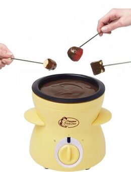 bestron Elektro-Fondue DCM043 Mini-Schokofondue-Set, 0,3 l, inkl. 10xSpieße, 10xGabeln und 1xSpatel, 25Watt, Farbe: Gelb