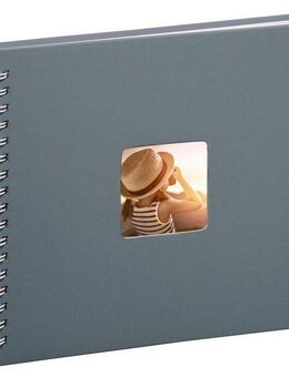 Hama Fotoalbum Spiralalbum 28 x 24 cm, 50 weiße Seiten, Fotoalbum, grau
