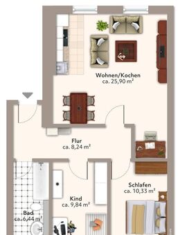 Vermietete 3-Zimmer Wohnung in direkter Nachbarschaft zum Zwenkauer See - Zwenkau