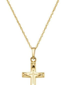 Firetti Kette mit Anhänger Schmuck Geschenk Gold 375 Halsschmuck Halskette Goldkette Kreuz