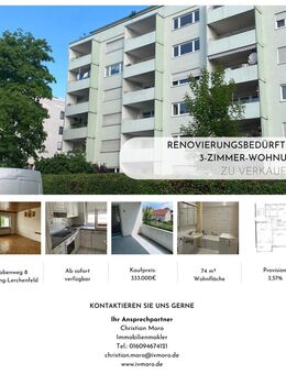 RENOVIERUNGSBEDÜRFTIGE - 3 Zimmer Wohnung in FS / Lerchenfeld zu verkaufen. - Freising