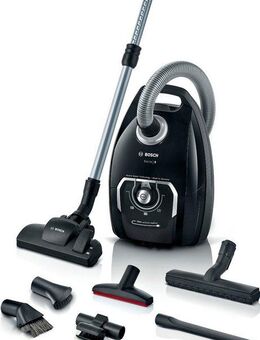 BOSCH Bodenstaubsauger Serie 8 BGL8XALL, ideal für Allergiker, Hygiene-Filter, 650 W, mit Beutel, 10 Jahre Motorgarantie, XXL-Polsterdüse, langes Kabel, leise, schwarz