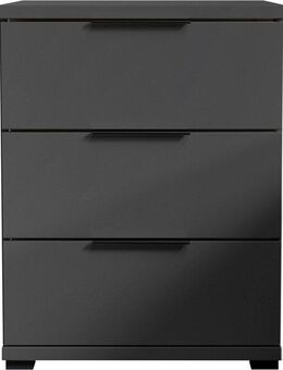 Schlafkontor Nachtkommode Smilla Nachttisch, Nachtkonsole mit Schubkästen, Korpus melaminbeschichtet, silberfarbige oder schwarze Griffe