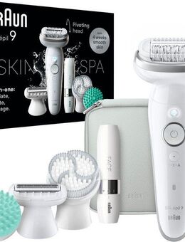 Braun Epilierer Silk-épil SkinSpa 9 9-381, Ganzkörper Beautyset mit Mini Rasierer für das Gesicht