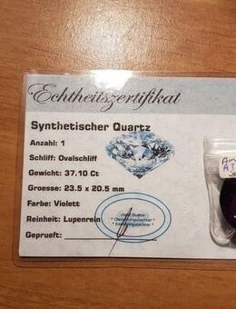 37,10 ct- IF , synth. Quarz aus meiner privaten Sammlungsauflösung ,synthetische Quarze , dt. Zertifikate - Neubrandenburg