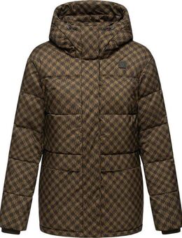 Ragwear Steppjacke Wikesh Print Wasserdichte Damen Winterjacke mit Hahnentritt-Muster