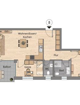 Whg. 8 - Sonnige und großzügige 3-Zimmer-Wohnung im 2. OG - Creglingen