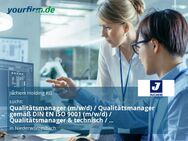 Qualitätsmanager (m/w/d) / Qualitätsmanager gemäß DIN EN ISO 9001 (m/w/d) / Qualitätsmanager & technisch / kaufmännische Dokumentation (m/w/d) - Niederwörresbach