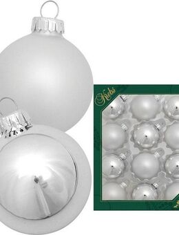 Krebs Glas Lauscha Weihnachtsbaumkugel Glaskugelsortiment Silberfarben Glanz/Satin, Ø ca. 5 cm (12 St), Weihnachtsdeko, Christbaumschmuck, Christbaumkugeln aus Glas