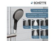 Schütte Handbrause Broadway, mit 5 Strahlarten, Brausekopf mit Antikalk-Noppen, Regendusche