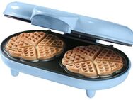 bestron Waffeleisen ADWM1000B, 1200 W, für klassische Herzwaffeln, mit Backampel, Blau