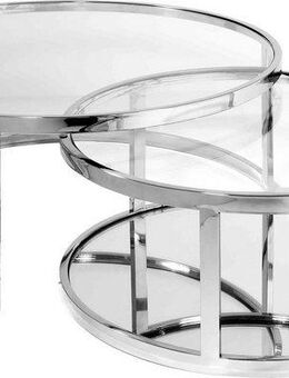 Leonique Couchtisch, Couchtisch, 2 rund, Glas, Chromgestell, Sicherheitsglas, 90x35, 70x30