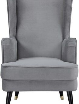 Home affaire Ohrensessel ZILLER, TV-Sessel, frei im Raum stellbar, in Cord und Samtvelours, Holzfüsse mit dekorativen Metallhülsen, Traumhafter Relaxsessel