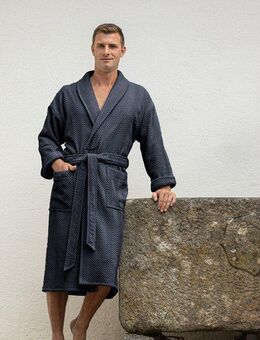 framsohn frottier Herrenbademantel Ocean Bio, Langform, Frottier, Schalkragen, Gürtel, aus 100% GOTS zertifizierter Bio-Baumwolle