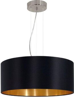 EGLO Hängeleuchte MASERLO Hängelampe, schwarz, gold, silber, Stoff, elegant, modern, Leuchtmittel wechselbar, ohne Leuchtmittel, Pendelleuchte, Pendellampe, Wohnzimmer, Esszimmer, gemütlich, 110x53cm