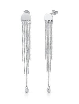 Zeeme Paar Ohrhänger Silber 925 rhodiniert 70mm lang mit Zirkonia-Steinen