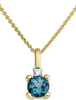 Firetti Kettenanhänger Schmuck Geschenk Gold 333 Halsschmuck Anhänger Kette Edelstein Solitär, mit London Blue Topas - mit Diamant
